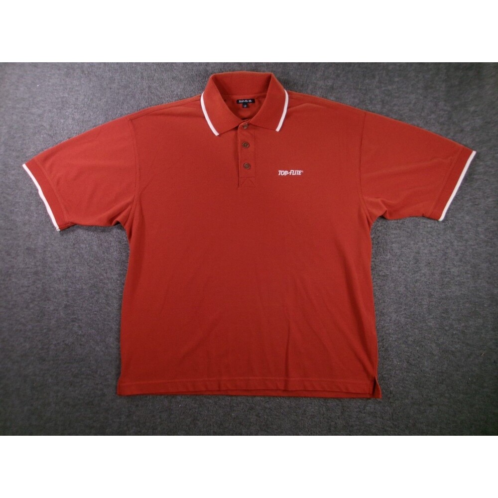 Top Flite Polo Shirt Mens L Orange Performance Classic Casual Golf Work